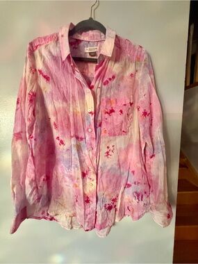 Anthropologie Pilcro "The Cate Classic" Tie-Dye Button-Down Shirt